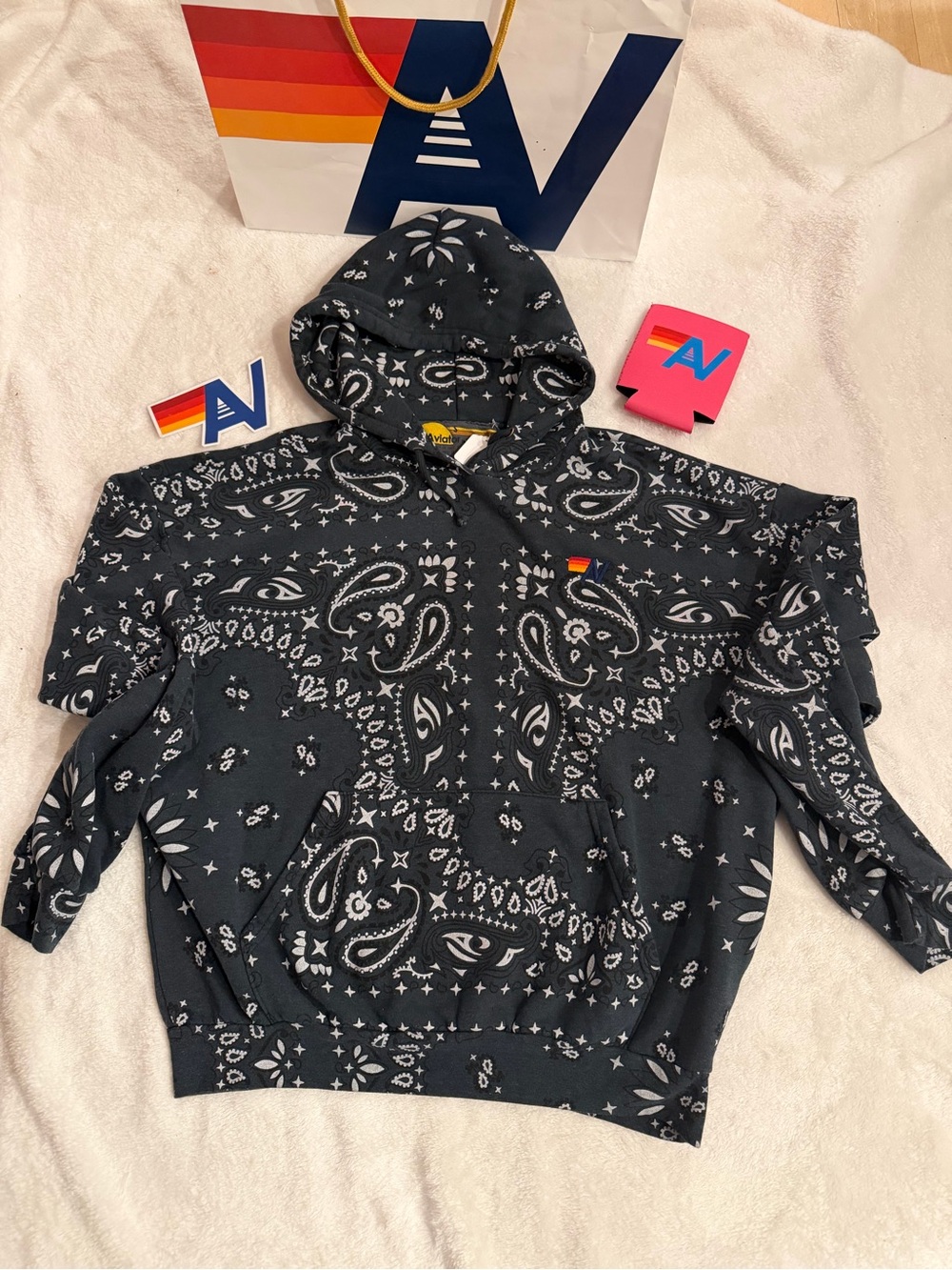 - NWT Aviator Nation Bandana Relaxed Hoodie in Charcoal Size Small